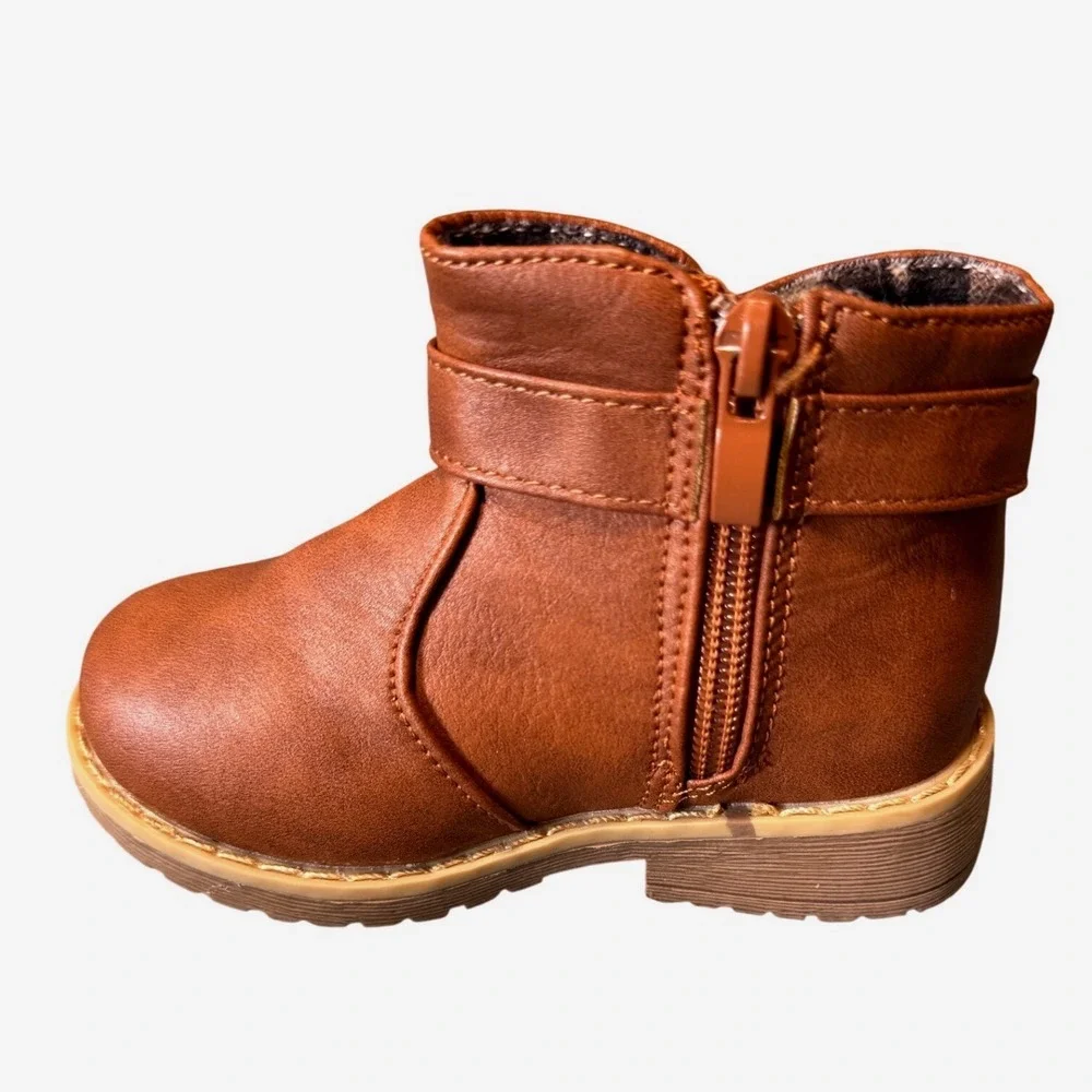 Bellanie Toddler Girls Brown Faux Leather Bow Ankle Boots Size 5 Zippered